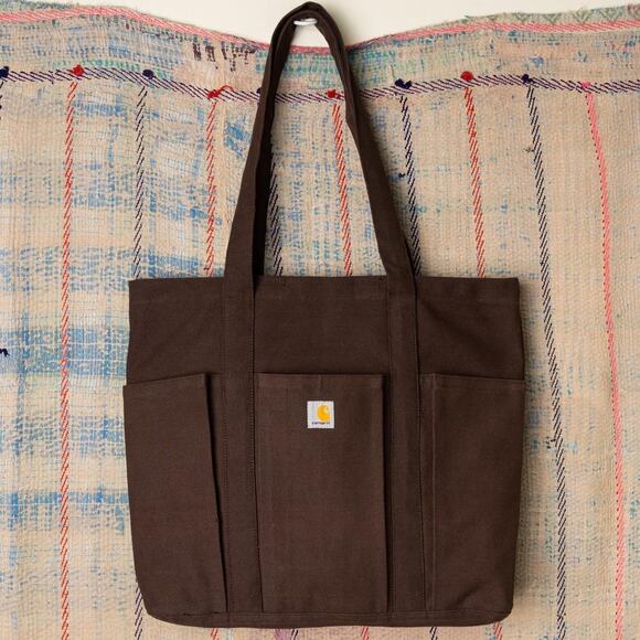 Upcycled handmade brown carhartt canvas tote bag - Picture 1 of 7